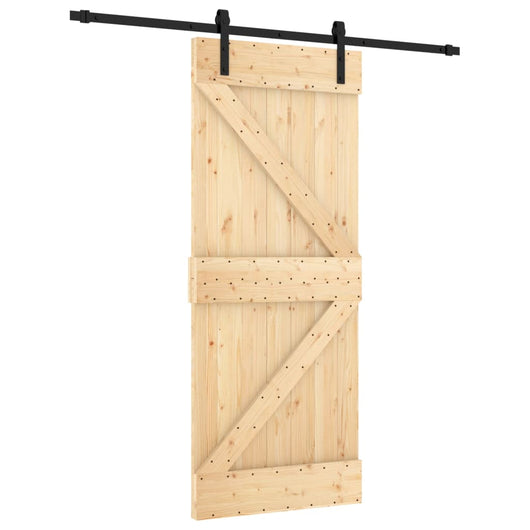 vidaXL Porta Scorrevole con Set Hardware 85x210 cm Legno Massello Pino