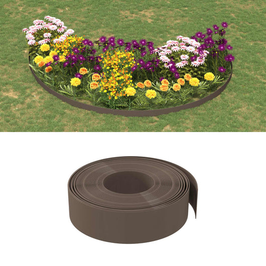 vidaXL Bordature da Giardino 3 pz Marroni 10 m 15 cm in Polietilene