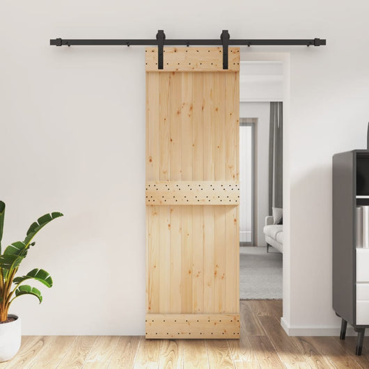 vidaXL Porta Scorrevole con Set Hardware 70x210 cm Legno Massello Pino