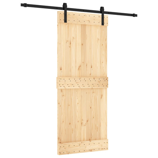 vidaXL Porta Scorrevole con Set Hardware 85x210 cm Legno Massello Pino