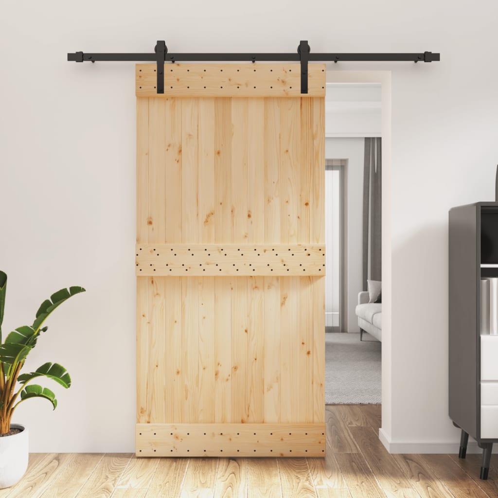 vidaXL Porta Scorrevole con Set Hardware 100x210cm Legno Massello Pino