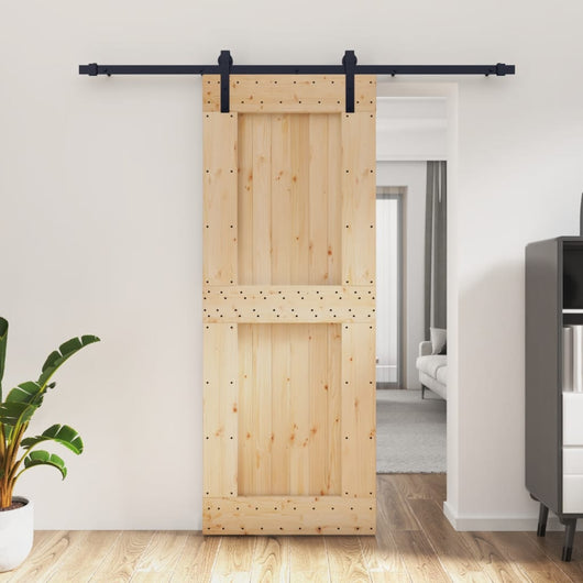 vidaXL Porta Scorrevole con Set Hardware 80x210 cm Legno Massello Pino