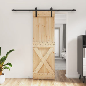 vidaXL Porta Scorrevole con Set Hardware 70x210 cm Legno Massello Pino