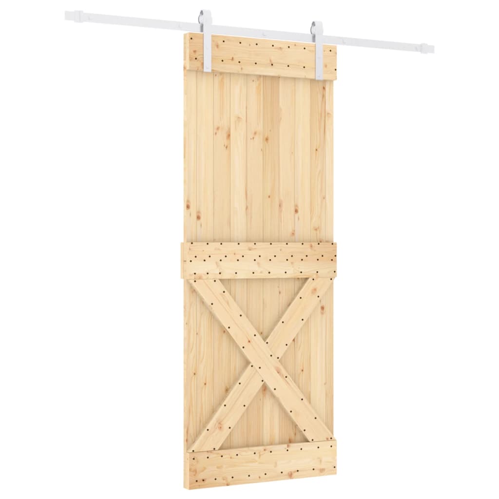 vidaXL Porta Scorrevole con Set Hardware 80x210 cm Legno Massello Pino