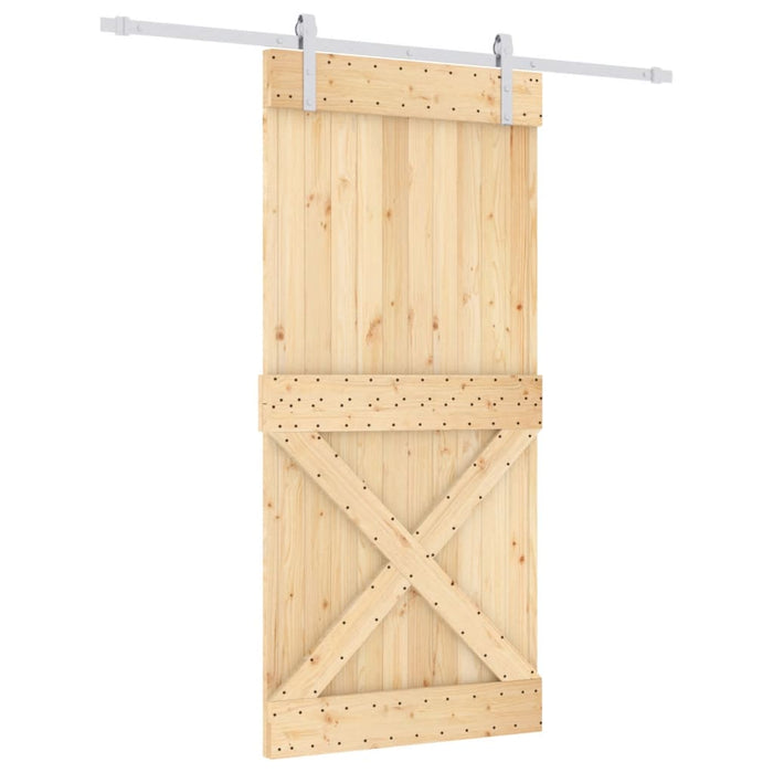 vidaXL Porta Scorrevole con Set Hardware 95x210 cm Legno Massello Pino