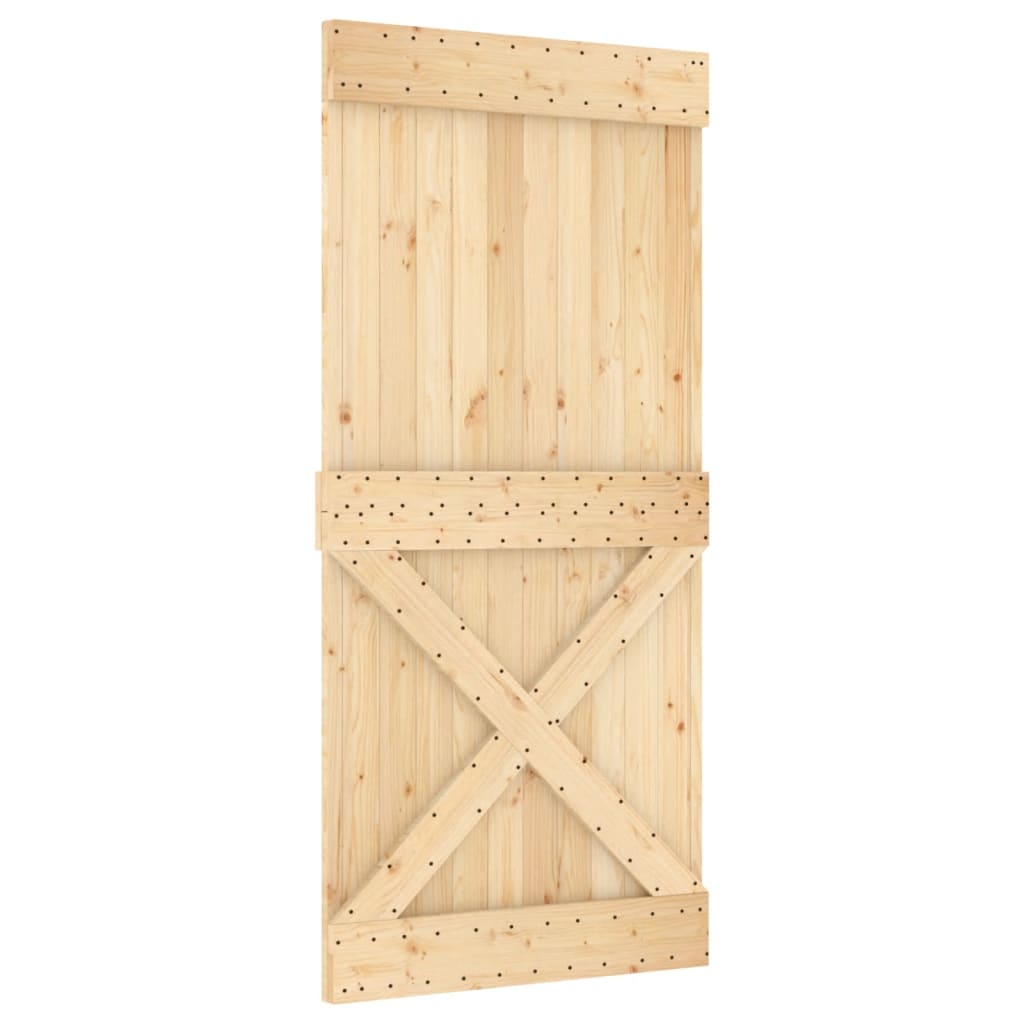 vidaXL Porta Scorrevole con Set Hardware 95x210 cm Legno Massello Pino