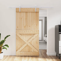 vidaXL Porta Scorrevole con Set Hardware 100x210cm Legno Massello Pino