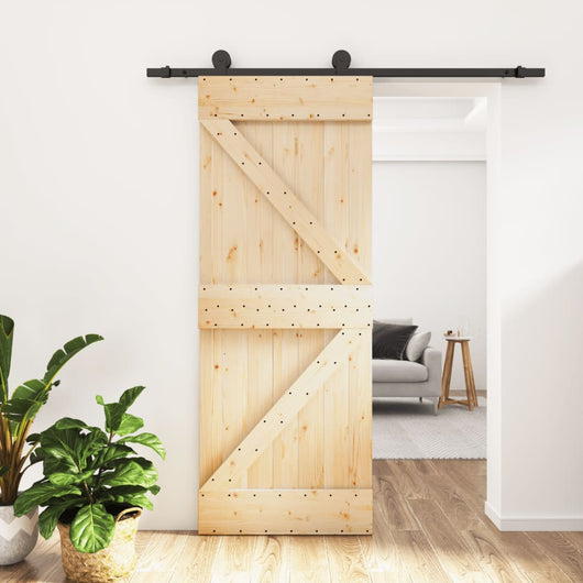 vidaXL Porta Scorrevole con Set Hardware 85x210 cm Legno Massello Pino