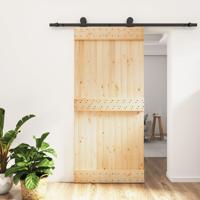 vidaXL Porta Scorrevole con Set Hardware 95x210 cm Legno Massello Pino