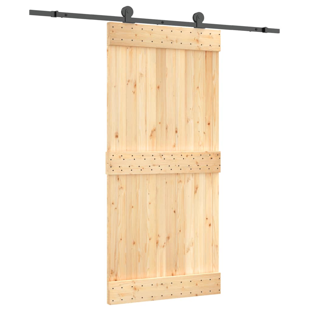 vidaXL Porta Scorrevole con Set Hardware 95x210 cm Legno Massello Pino