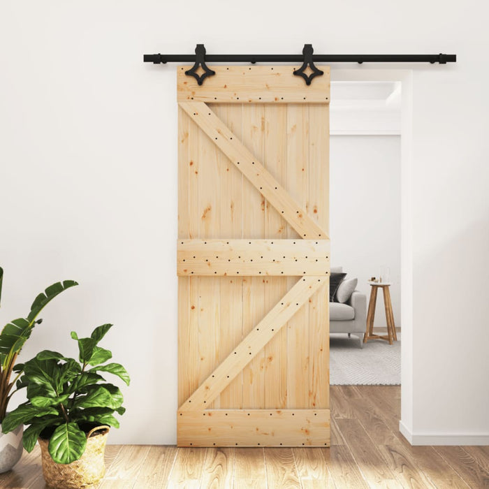 vidaXL Porta Scorrevole con Set Hardware 85x210 cm Legno Massello Pino