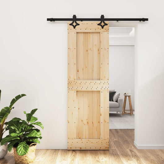 vidaXL Porta Scorrevole con Set Hardware 70x210 cm Legno Massello Pino