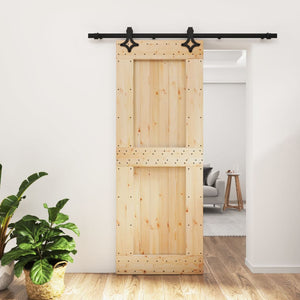 vidaXL Porta Scorrevole con Set Hardware 80x210 cm Legno Massello Pino