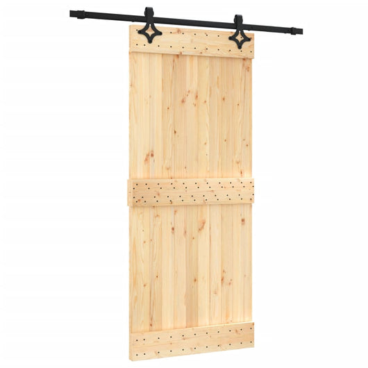 vidaXL Porta Scorrevole con Set Hardware 90x210 cm Legno Massello Pino