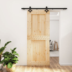 vidaXL Porta Scorrevole con Set Hardware 85x210 cm Legno Massello Pino