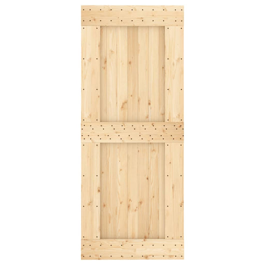 vidaXL Porta Scorrevole con Set Hardware 85x210 cm Legno Massello Pino