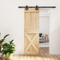 vidaXL Porta Scorrevole con Set Hardware 70x210 cm Legno Massello Pino