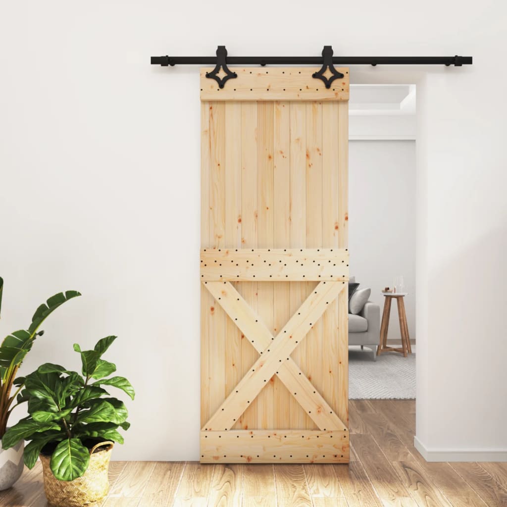 vidaXL Porta Scorrevole con Set Hardware 80x210 cm Legno Massello Pino