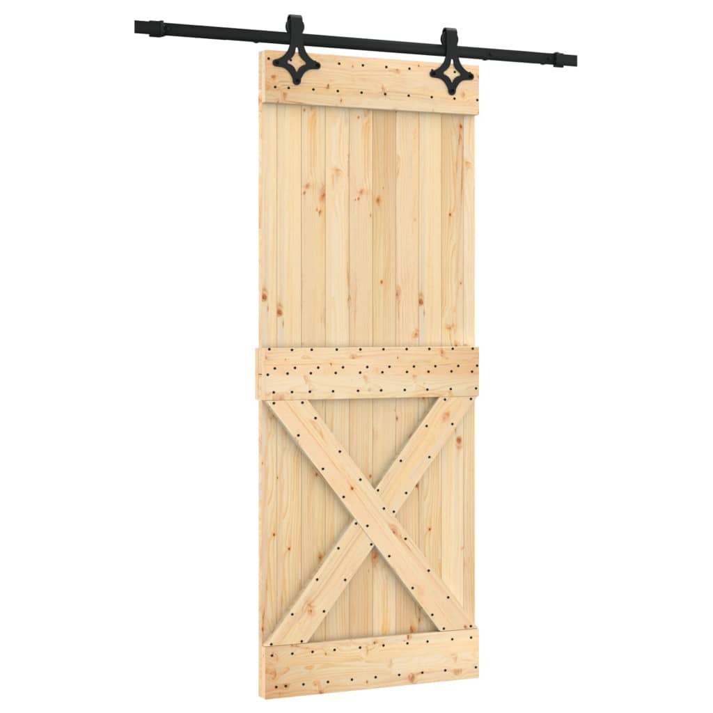 vidaXL Porta Scorrevole con Set Hardware 80x210 cm Legno Massello Pino