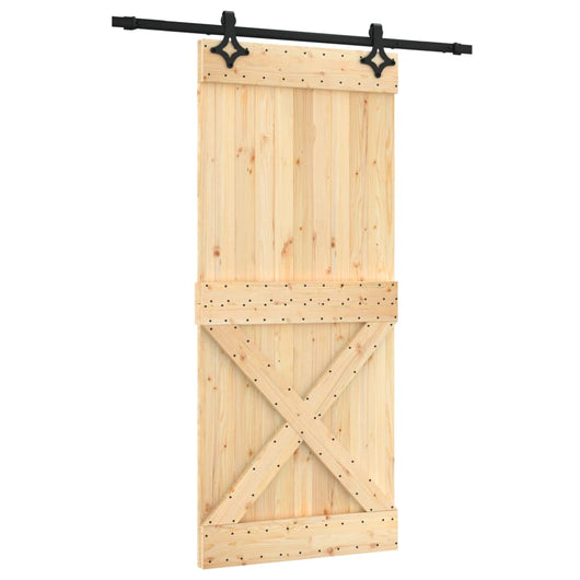 vidaXL Porta Scorrevole con Set Hardware 90x210 cm Legno Massello Pino