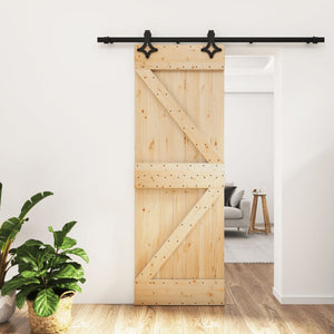 vidaXL Porta Scorrevole con Set Hardware 70x210 cm Legno Massello Pino