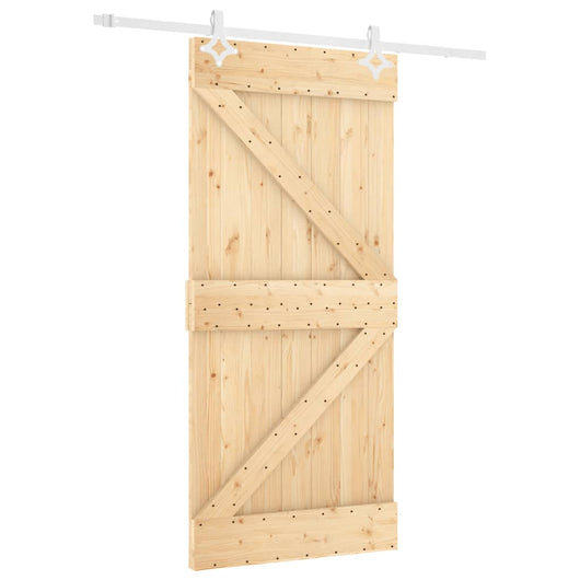 vidaXL Porta Scorrevole con Set Hardware 90x210 cm Legno Massello Pino