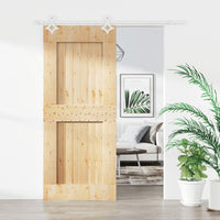 vidaXL Porta Scorrevole con Set Hardware 85x210 cm Legno Massello Pino