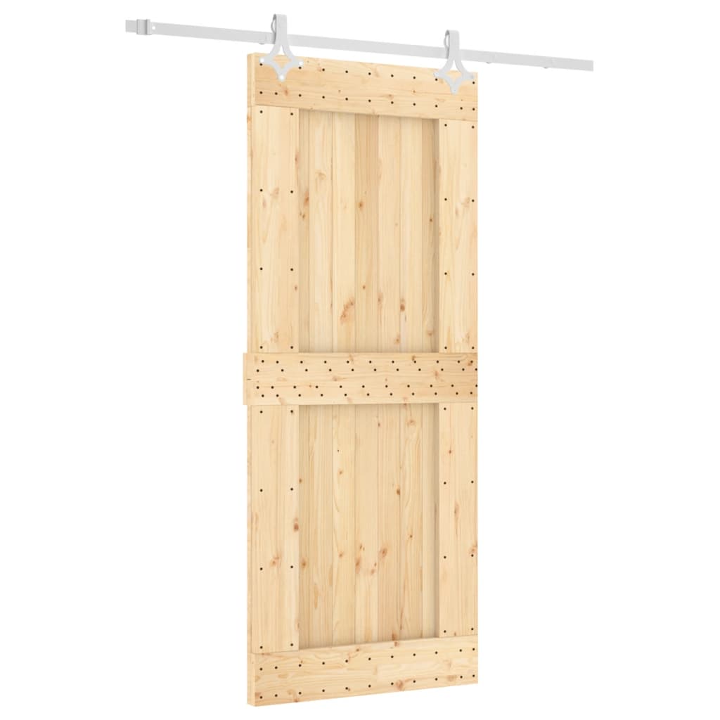 vidaXL Porta Scorrevole con Set Hardware 85x210 cm Legno Massello Pino