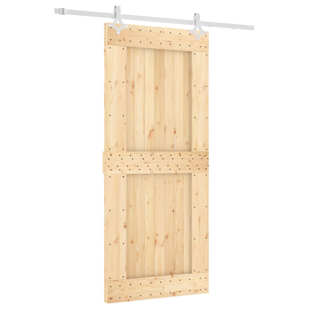 vidaXL Porta Scorrevole con Set Hardware 90x210 cm Legno Massello Pino