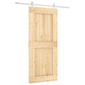 vidaXL Porta Scorrevole con Set Hardware 90x210 cm Legno Massello Pino