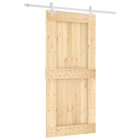 vidaXL Porta Scorrevole con Set Hardware 95x210 cm Legno Massello Pino