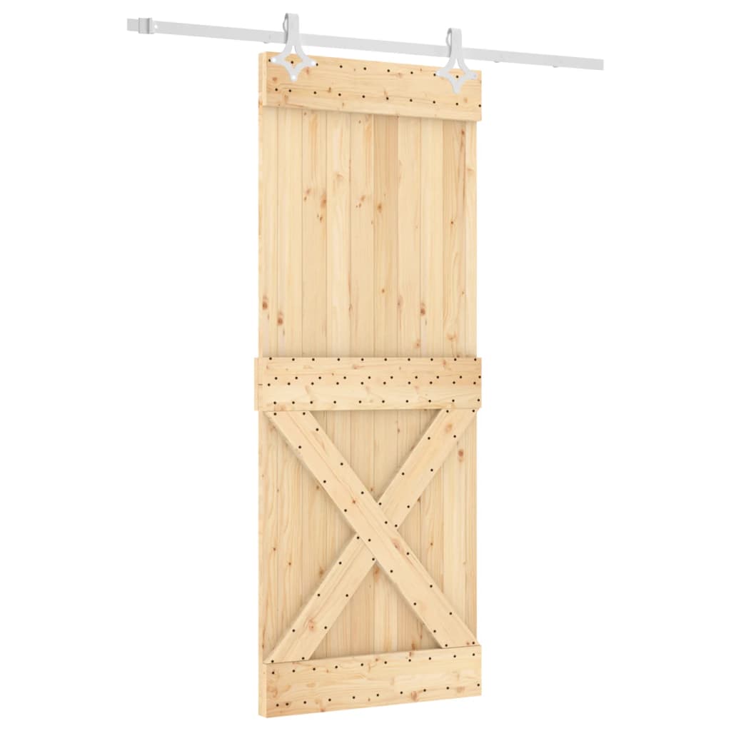 vidaXL Porta Scorrevole con Set Hardware 80x210 cm Legno Massello Pino