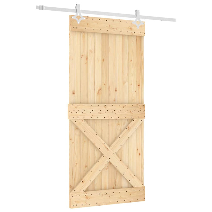 vidaXL Porta Scorrevole con Set Hardware 95x210 cm Legno Massello Pino