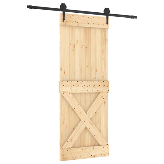 vidaXL Porta Scorrevole con Set Hardware 80x210 cm Legno Massello Pino