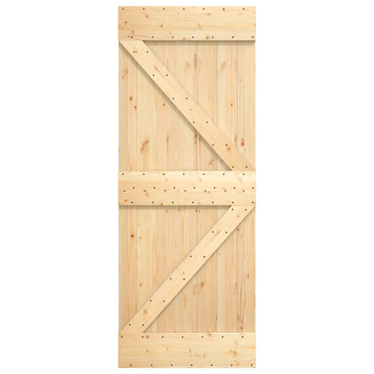 vidaXL Porta Scorrevole con Set Hardware 85x210 cm Legno Massello Pino