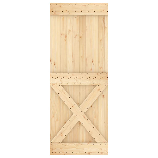 vidaXL Porta Scorrevole con Set Hardware 90x210 cm Legno Massello Pino