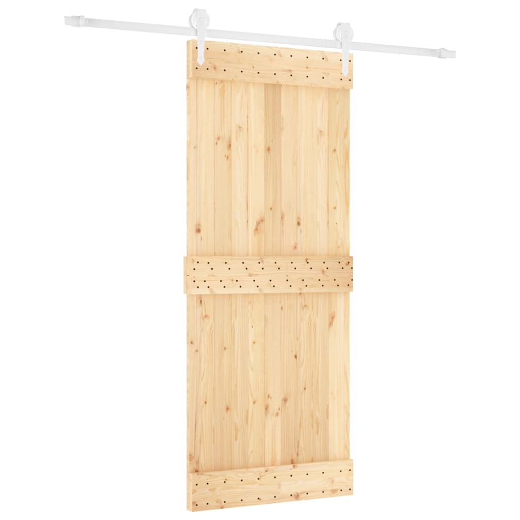 vidaXL Porta Scorrevole con Set Hardware 85x210 cm Legno Massello Pino