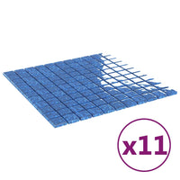 vidaXL Piastrelle Mosaico 11 pz Blu 30x30 cm in Vetro