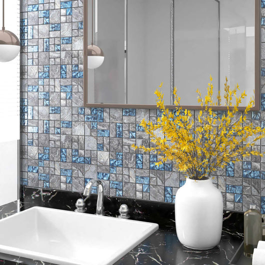 vidaXL Piastrelle Mosaico 11 pz Grigio e Blu 30x30 cm in Vetro