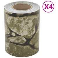 vidaXL Paravento Giardino 4 pz Aspetto Pietra Grigio 35x0,19 cm PVC