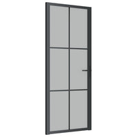 vidaXL Porta Interna 83x201,5 cm Nero Opaco Vetro e Alluminio