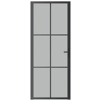 vidaXL Porta Interna 83x201,5 cm Nero Opaco Vetro e Alluminio