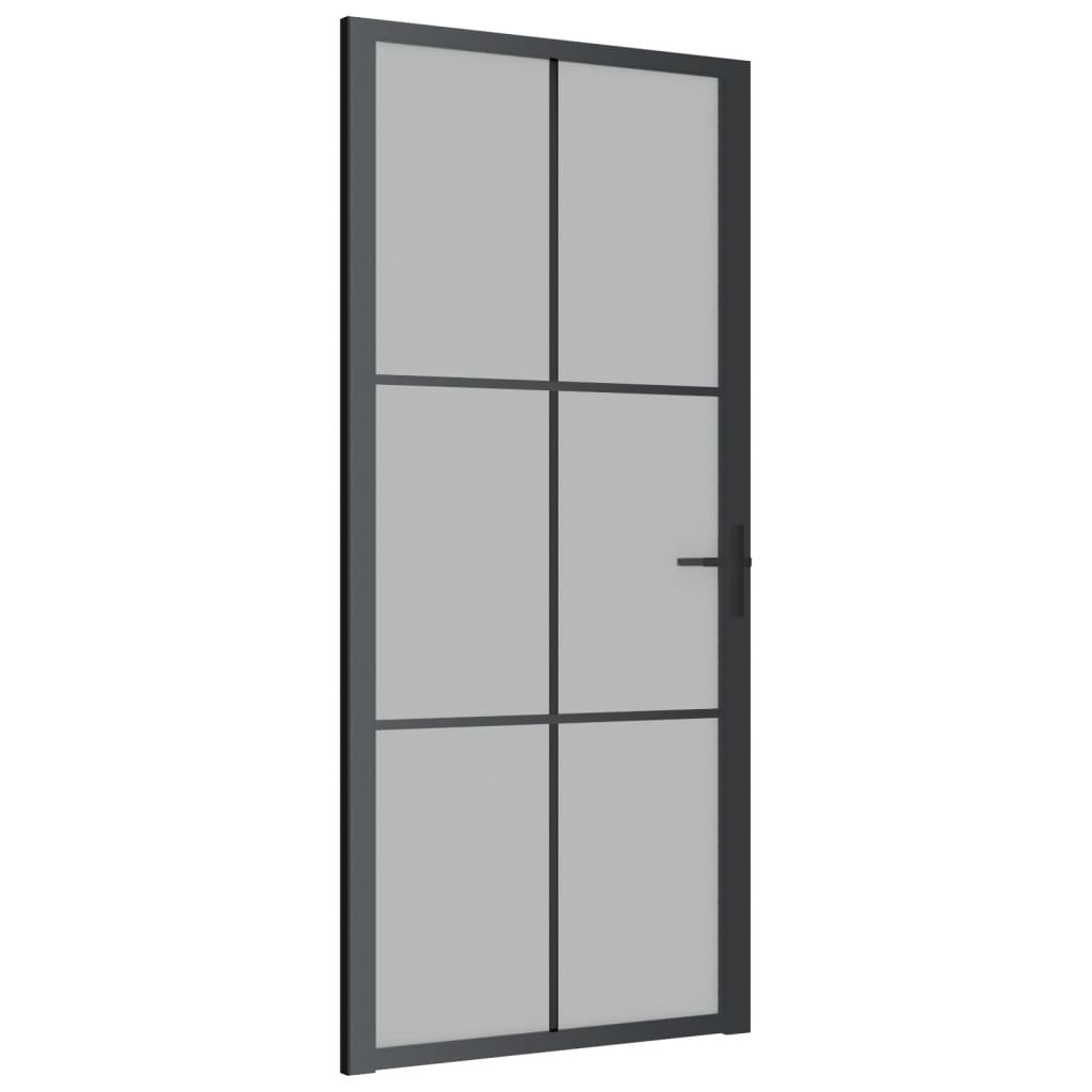 vidaXL Porta Interna 93x201,5 cm Nero Opaco Vetro e Alluminio