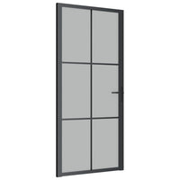 vidaXL Porta Interna 93x201,5 cm Nero Opaco Vetro e Alluminio