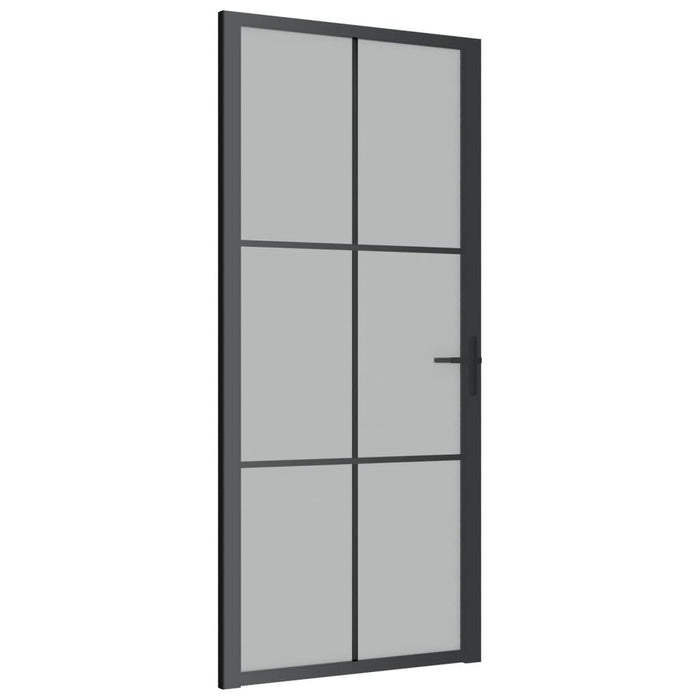 vidaXL Porta Interna 93x201,5 cm Nero Opaco Vetro e Alluminio