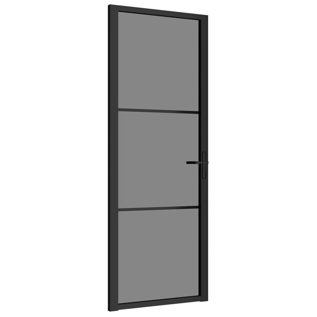 vidaXL Porta Interna 76x201,5 cm Nero Opaco Vetro ESG e Alluminio