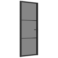 vidaXL Porta Interna 76x201,5 cm Nero Opaco Vetro ESG e Alluminio