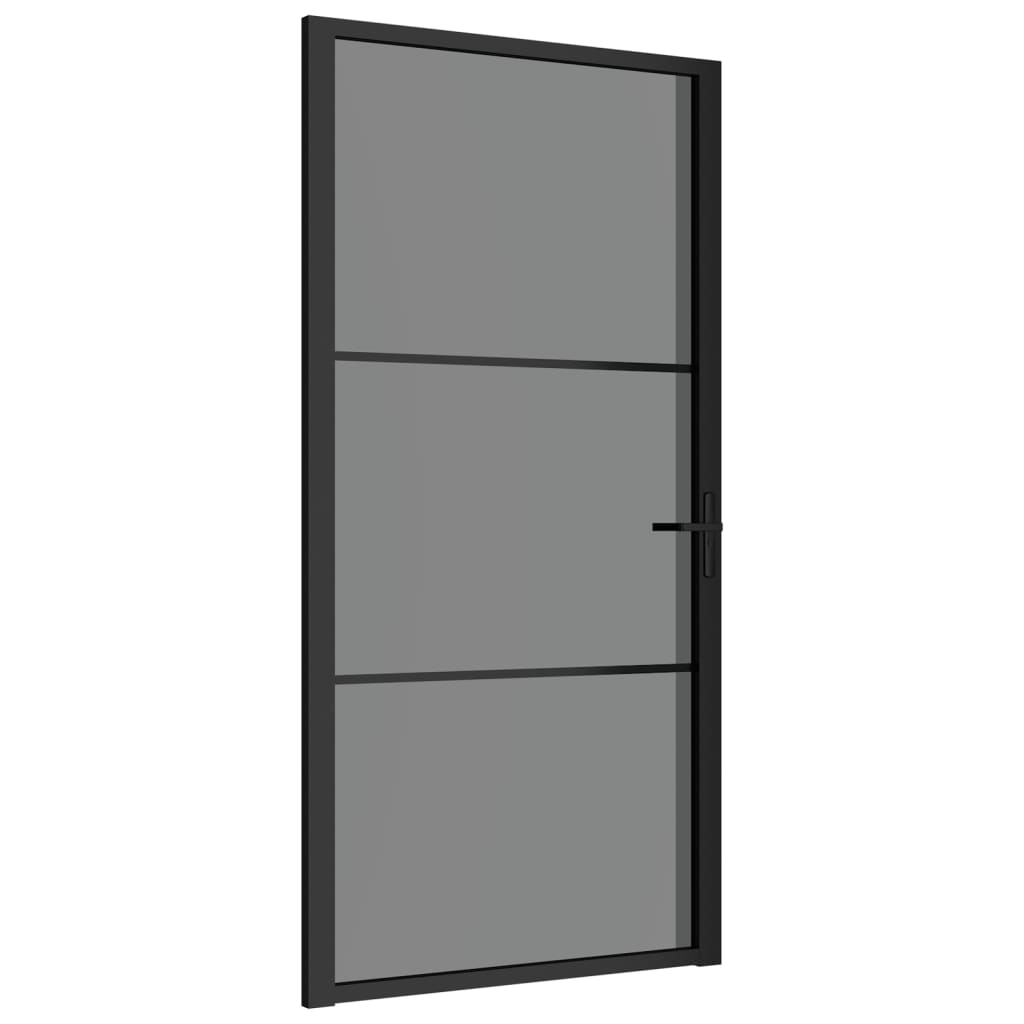 vidaXL Porta Interna 102,5x201,5 cm Nera in Vetro ESG e Alluminio