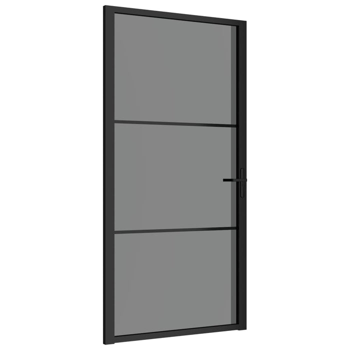 vidaXL Porta Interna 102,5x201,5 cm Nera in Vetro ESG e Alluminio