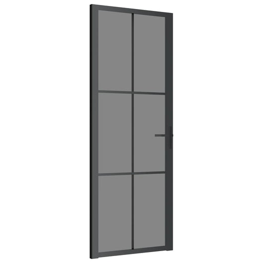 vidaXL Porta Interna 76x201,5 cm Nera in Vetro ESG e Alluminio